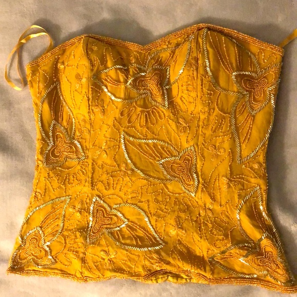 Womens ElleBelle’s Gold Stud-Beaded, Corsets-style Sleeveless Dress Top - Picture 1 of 3